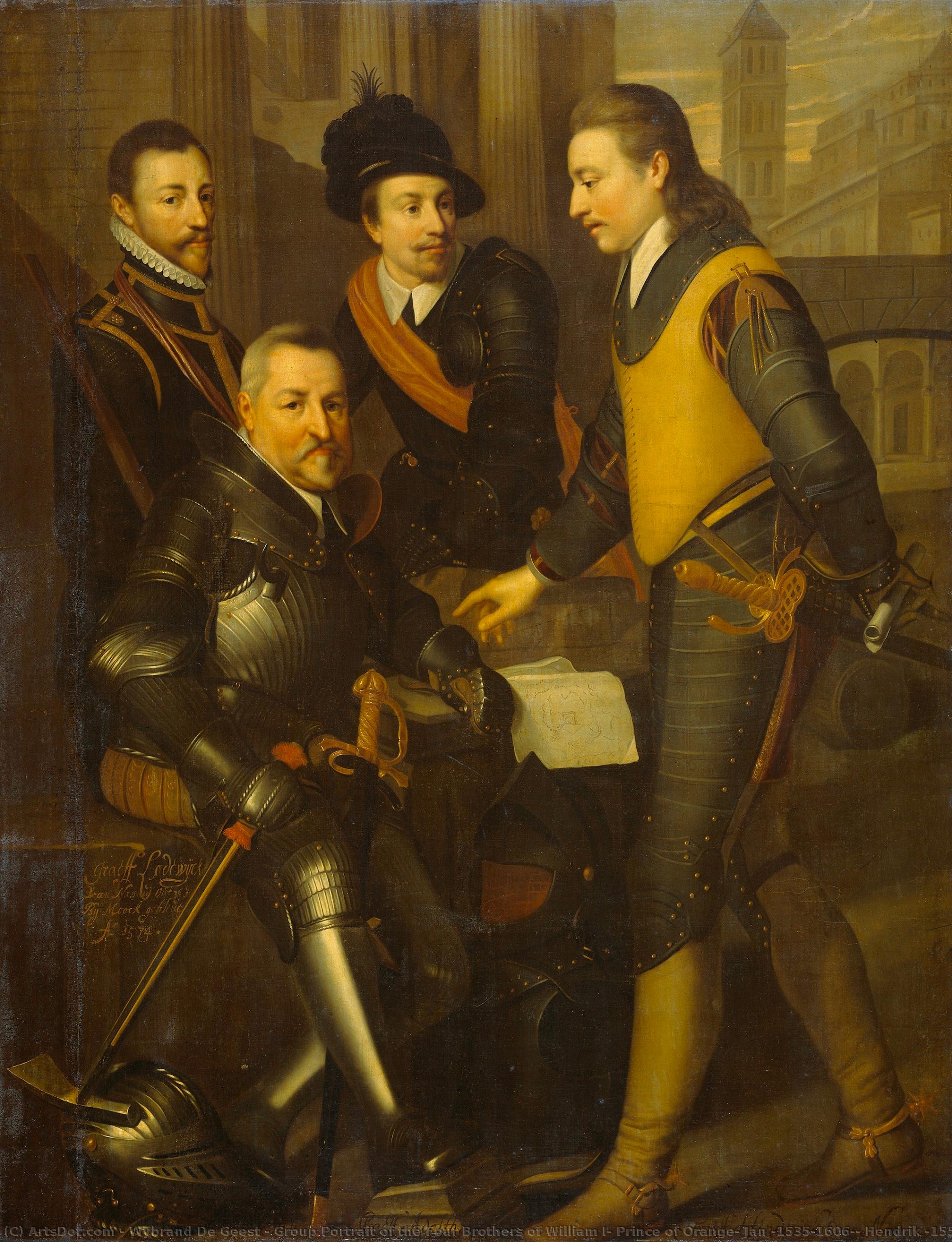 Group Portrait Of The Four Brothers Of William I, Prince Of Orange: Jan (1535-1606), Hendrik (1550-74), Adolf (1540-68) And Lodewijk (1538-74), Counts Of Nassau, Wybrand De Geest (workshop Of), C. 1630 — Wybrand Simonsz. De Geest