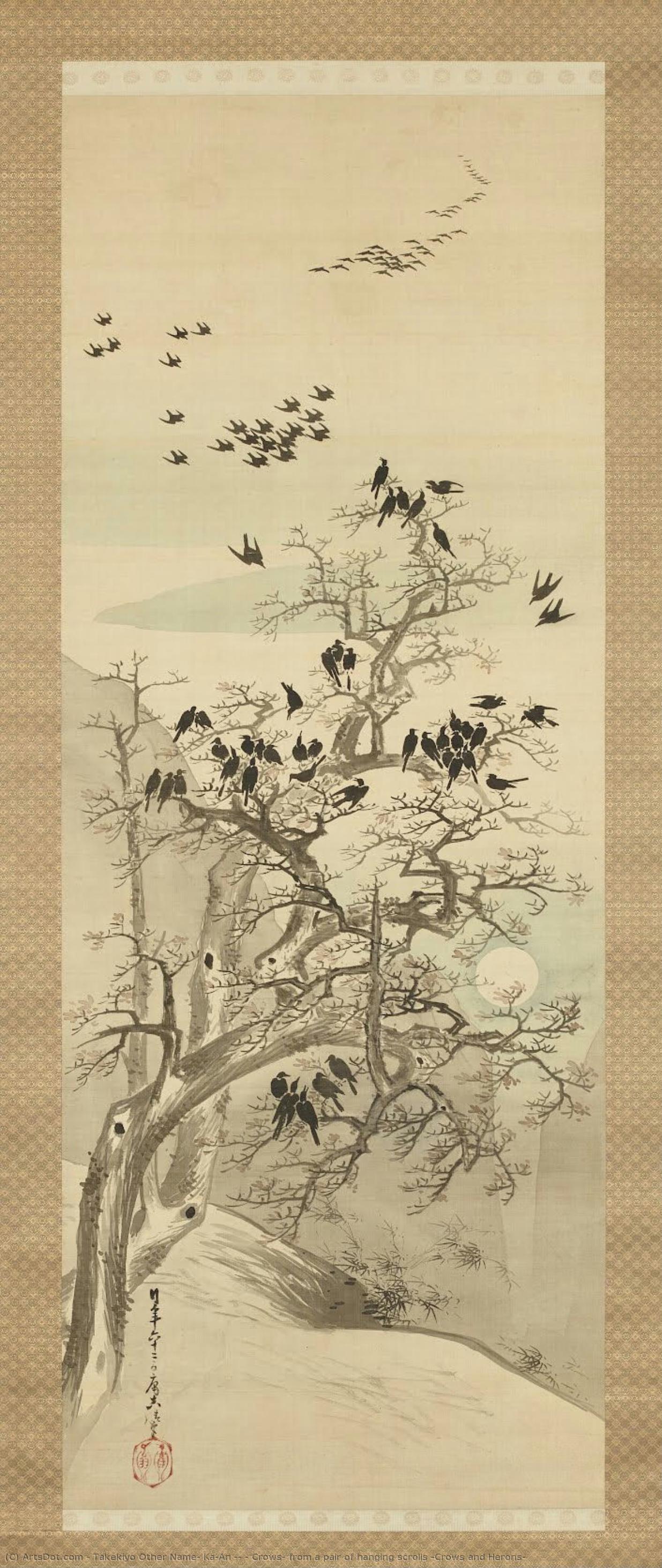 Crows, From A Pair Of Hanging Scrolls ‘crows And Herons’ — Takekiyo Other Name: Ka-an 可庵