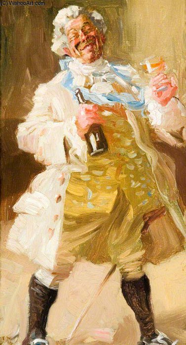 Old Man In Period Costume Holding A Bottle And Glass — アルフレッド・ミュニングス