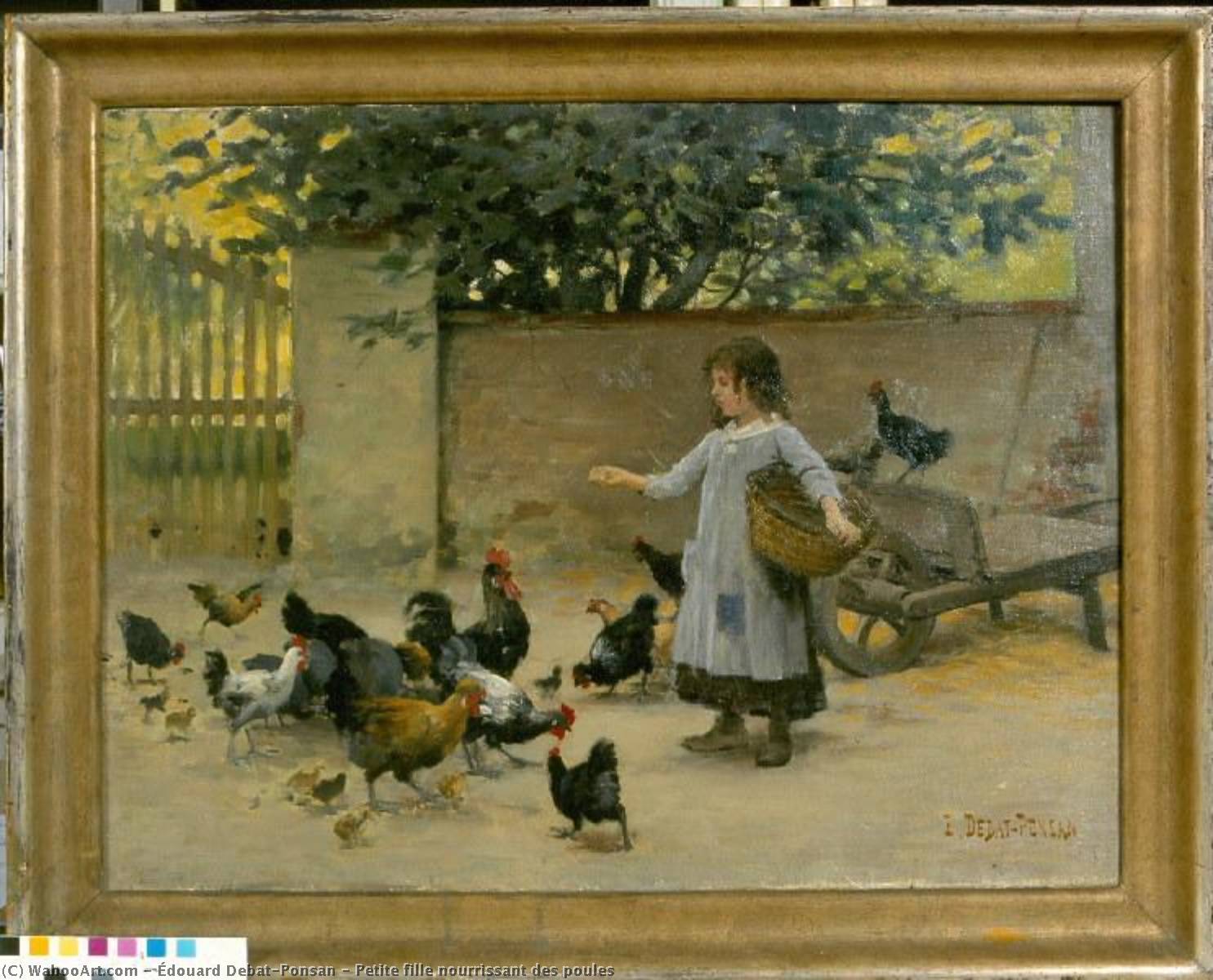 Little Girl Feeding Chickens — Édouard Debat-ponsan