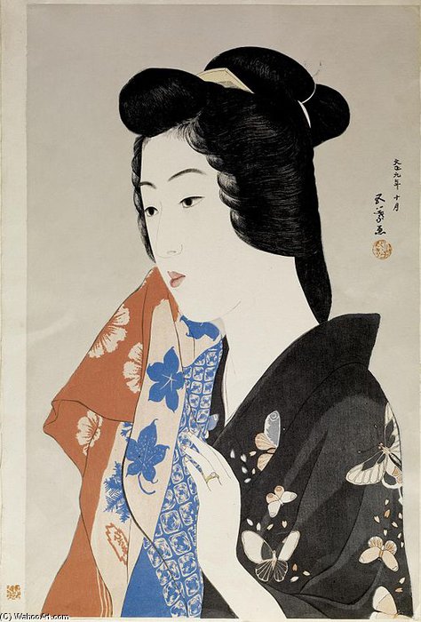 Geisha Hisae With A Towel — Goyō Hashiguchi