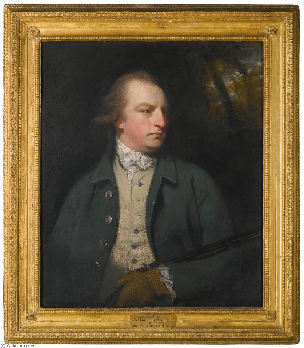 Portrait Of Aubrey Beauclerk, 5th Duke Of St. Albans (1740 1802), Half Length, Wearing A Green Coat And Holding A Flintlock — Sir Joshua Reynolds