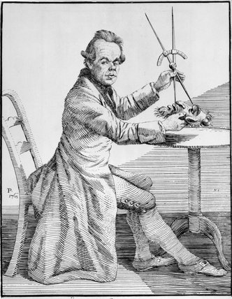Self Portrait Holding Callipers Over A Mask, C.1768 - (70) — Thomas Patch