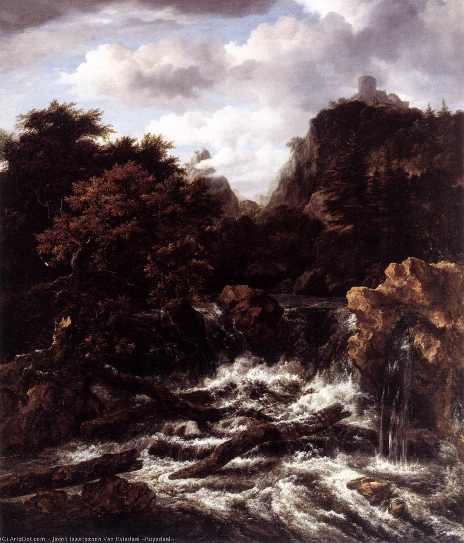 Norwegian Landscape With Waterfall — Jacob Van Ruisdael