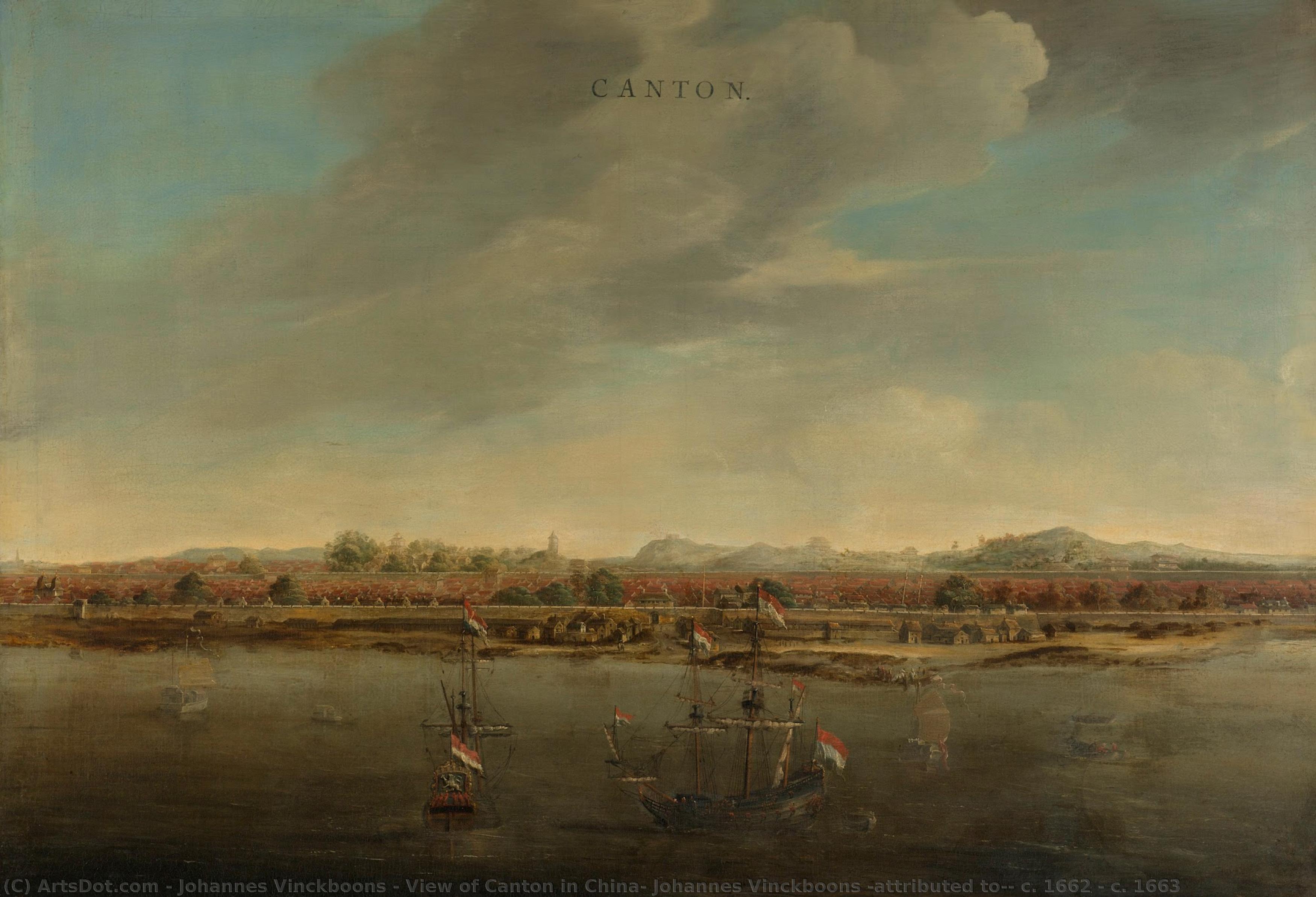 View Of Canton In China, Johannes Vinckboons (attributed To), C. 1662 - C. 1663 — Johannes Vinckboons