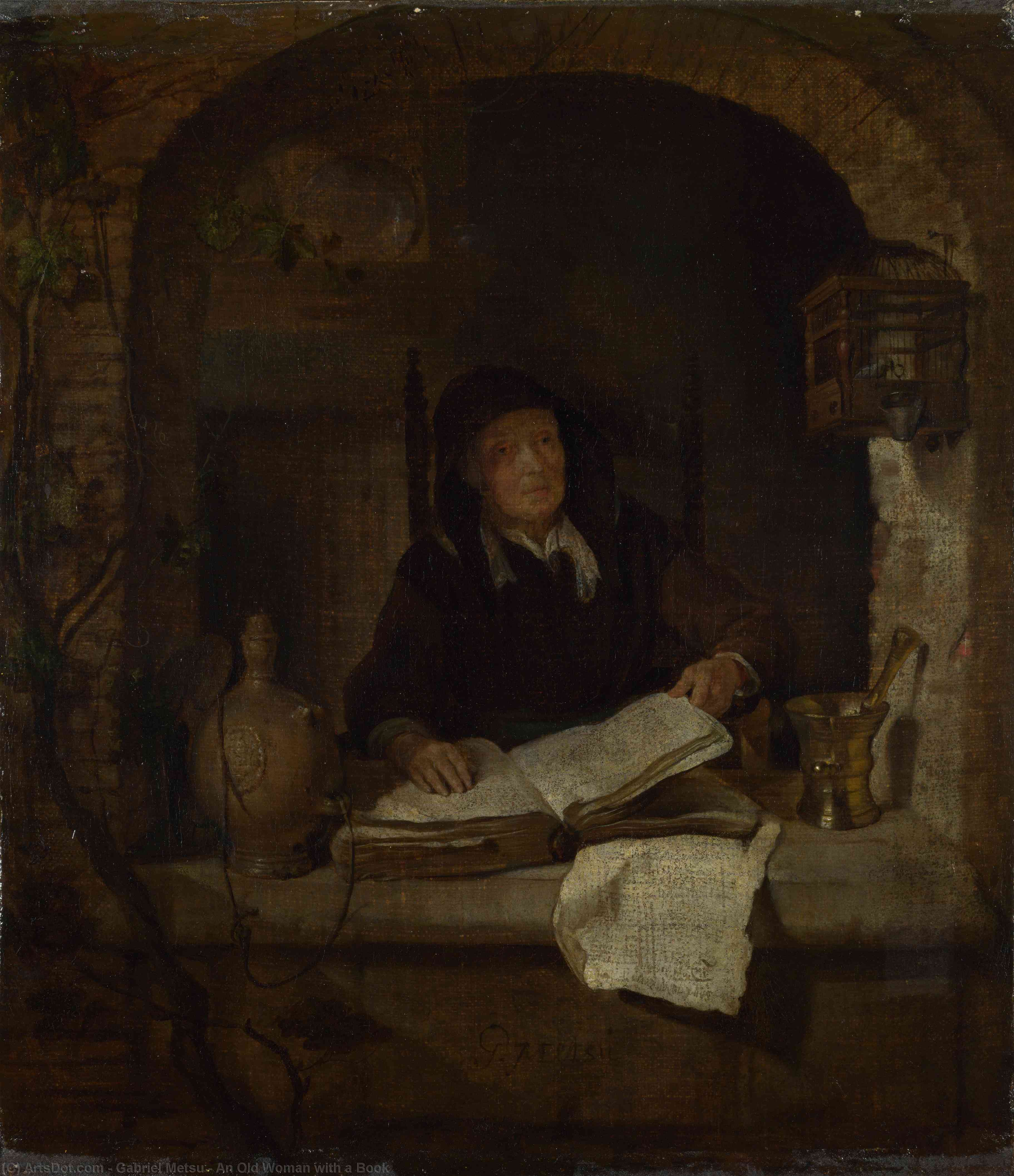 An Old Woman With A Book — Габријел Мецу