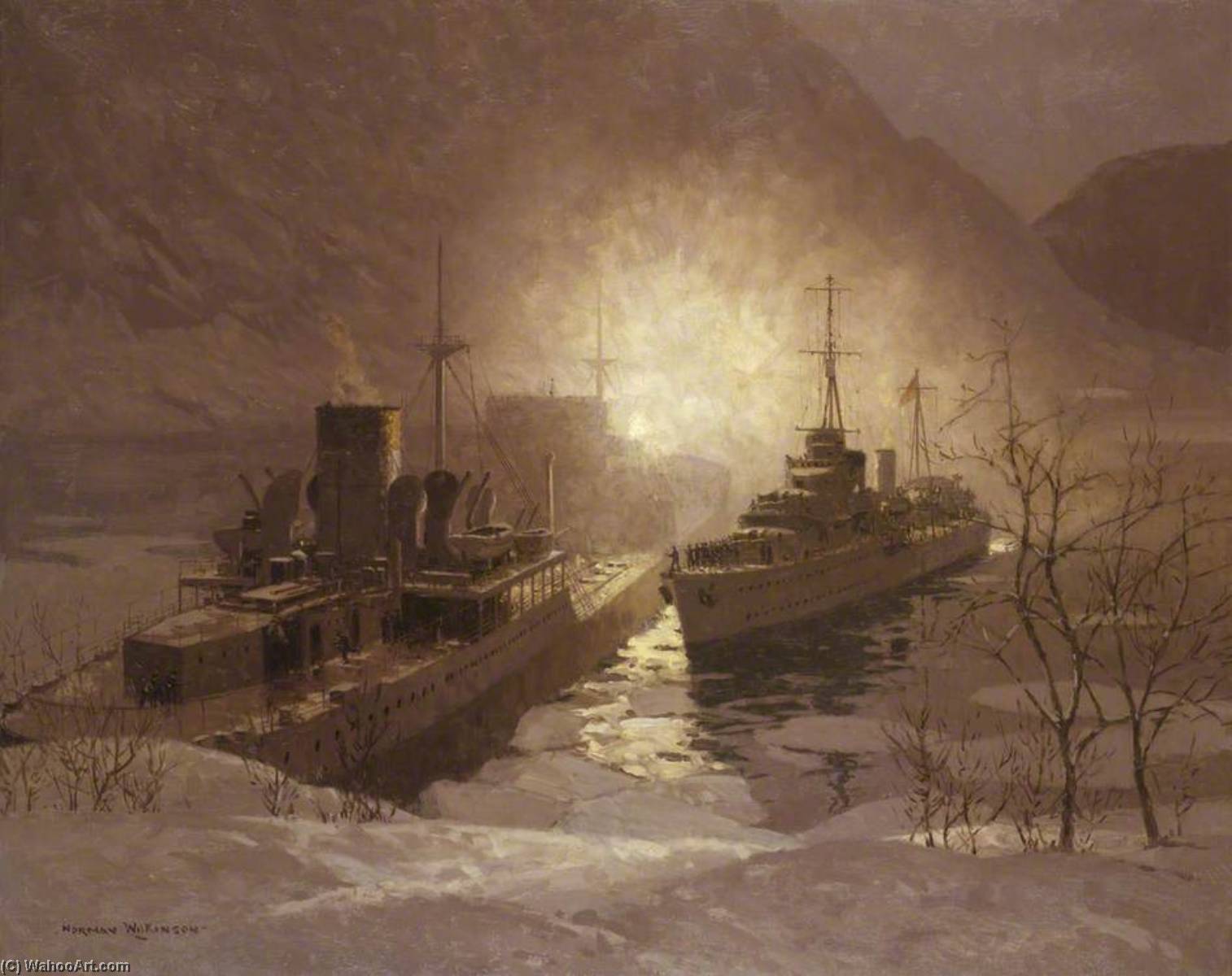 Hms 'cossack' And The Prison Ship 'altmark', 16 February 1940 — Norman Wilkinson