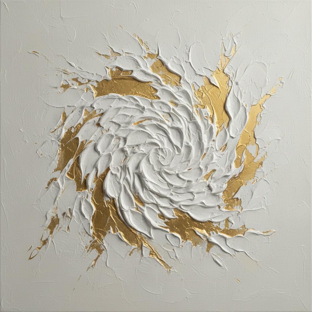 Gilded Vortex Of Radiating Light: A Sculptural Study In Cream And Gold — David Moreau