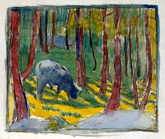 Cow Grazing In The Forest — Giovanni Giacometti