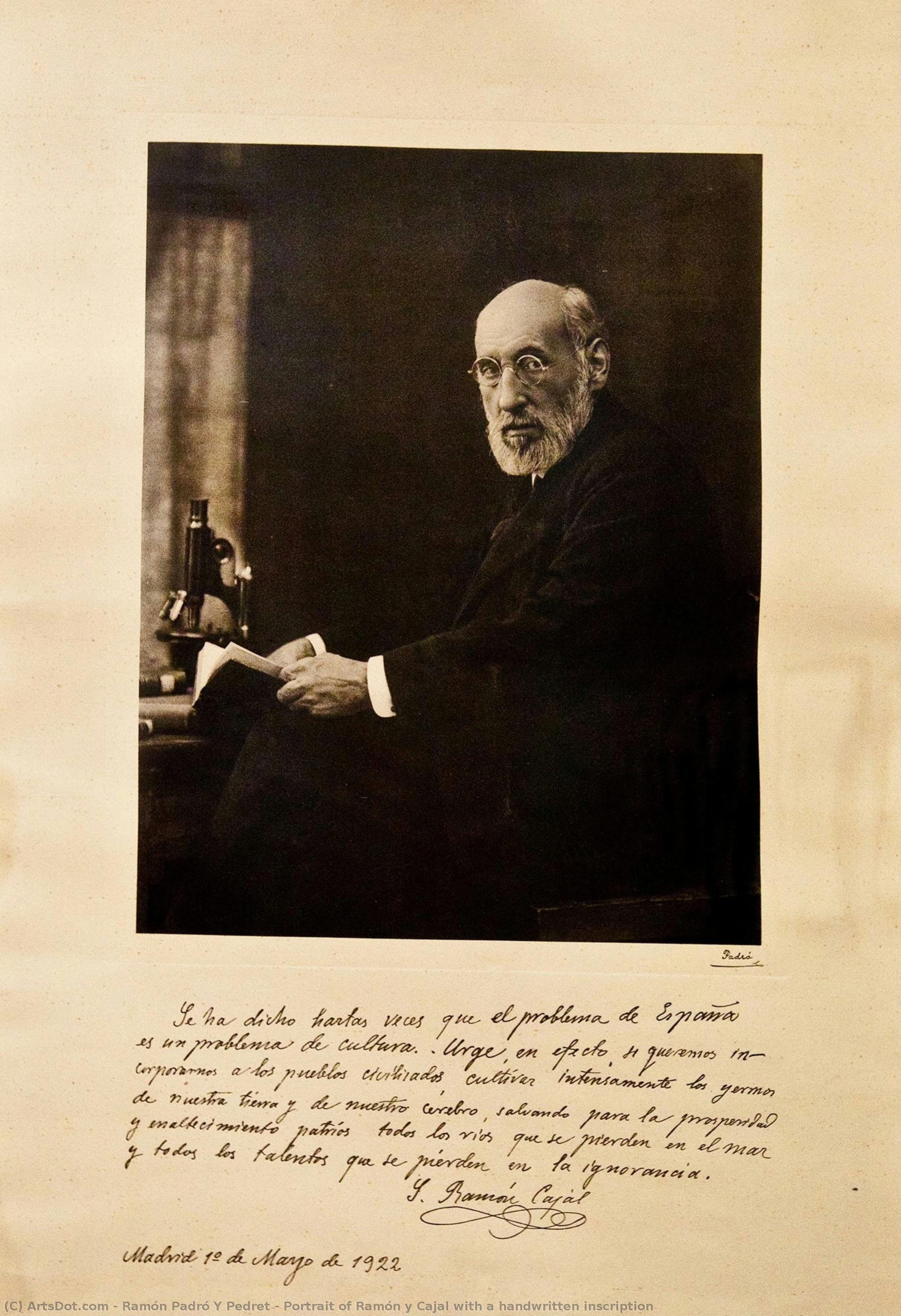 Portrait Of Ramón Y Cajal With A Handwritten Inscription — Ramón Padró Y Pedret