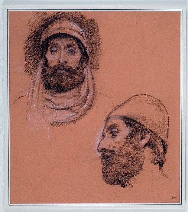 Studies Of Two Bearded Heads — Sir Edward John Poynter