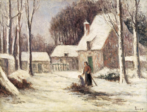 The Farm In The Snow — Maximilien Luce