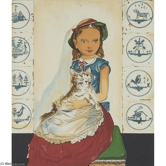 Seated Girl With A Cat — Léonard Tsuguharu Foujita