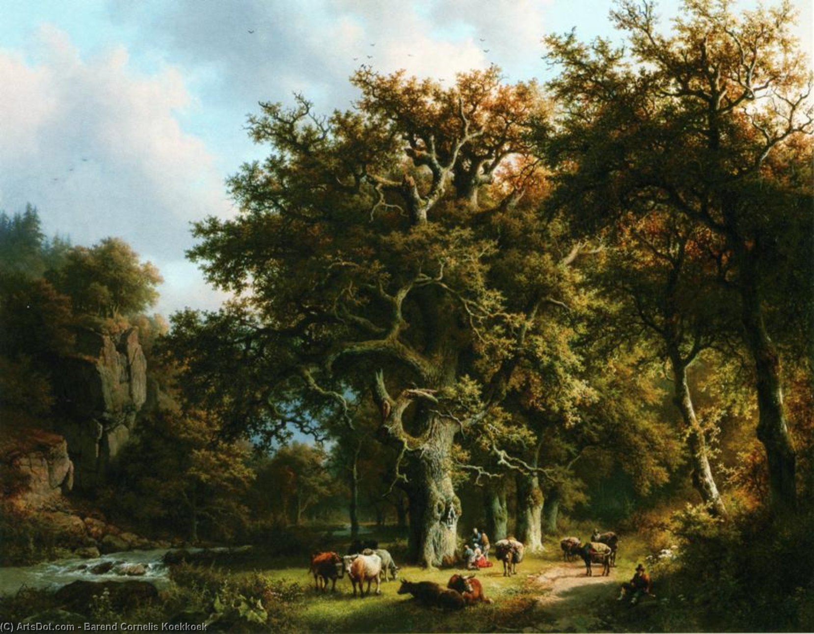 Cattle By A Stream — Barend Cornelis Koekkoek