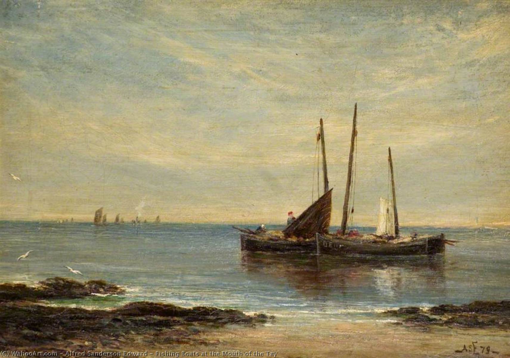 Fishing Boats At The Mouth Of The Tay — Alfred Sanderson Edward