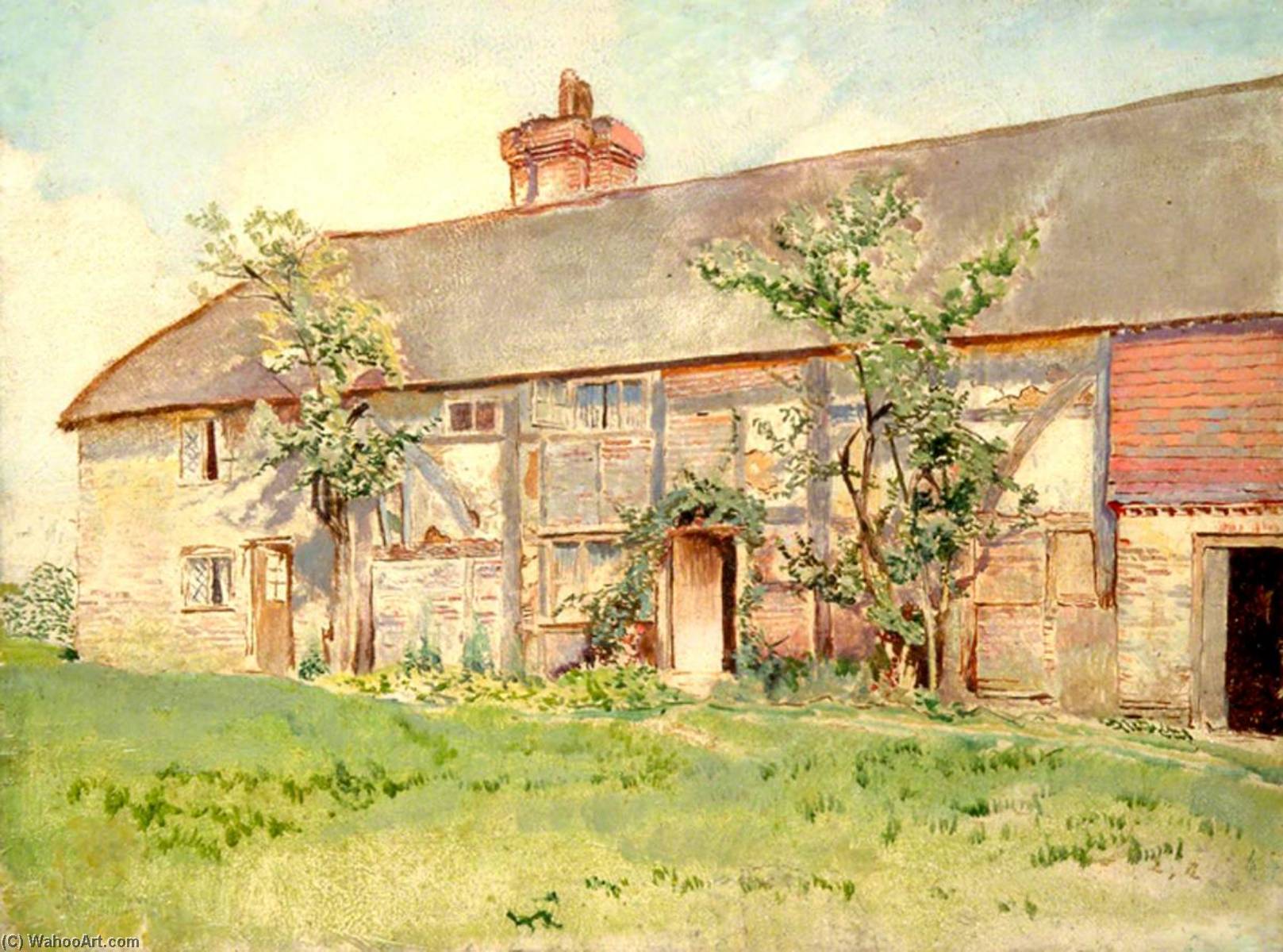 Exterior View Of Cottages At Ockley, Surrey — アーネスト・c・クリスティ