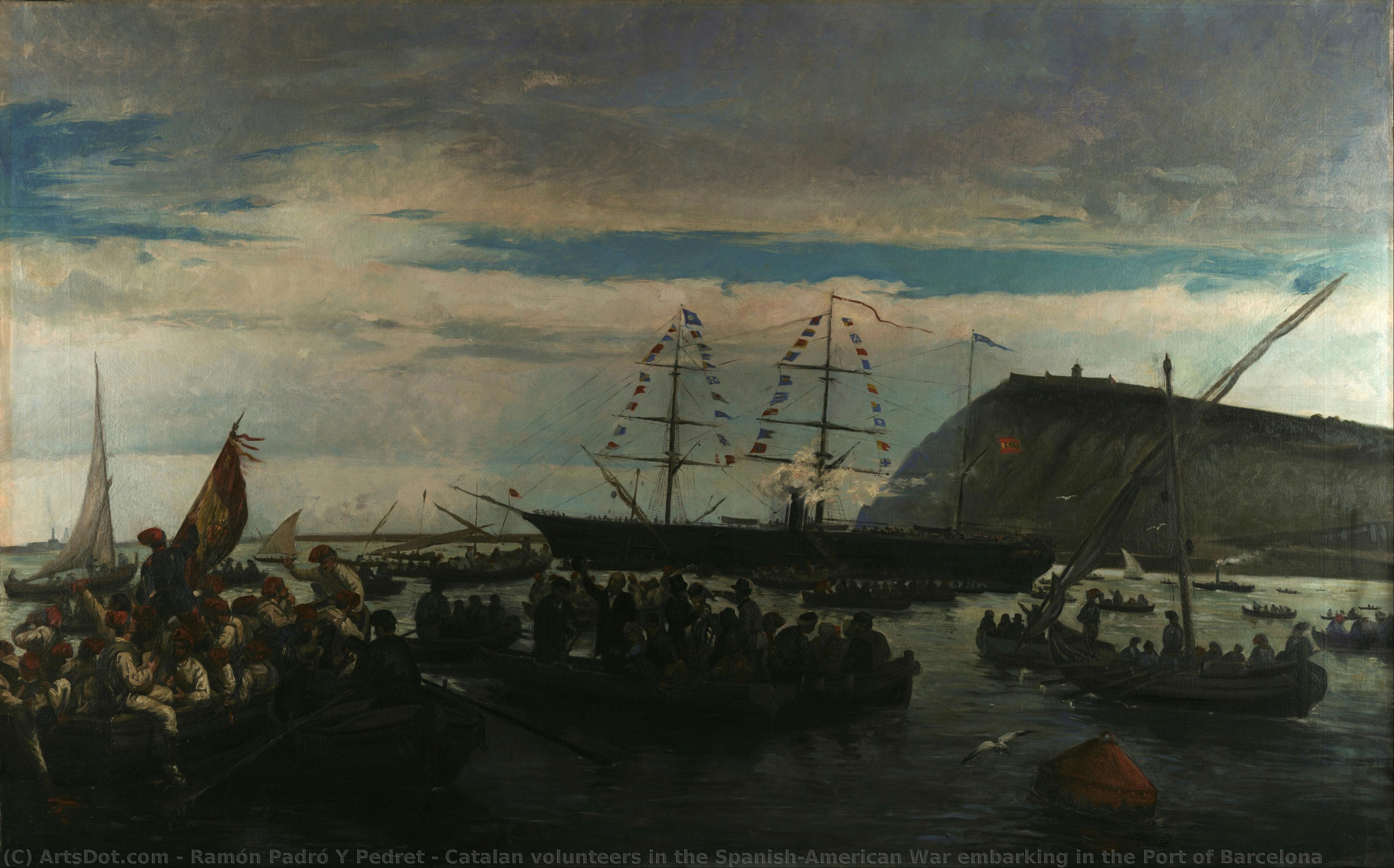 Catalan Volunteers In The Spanish-american War Embarking In The Port Of Barcelona — Ramón Padró Y Pedret