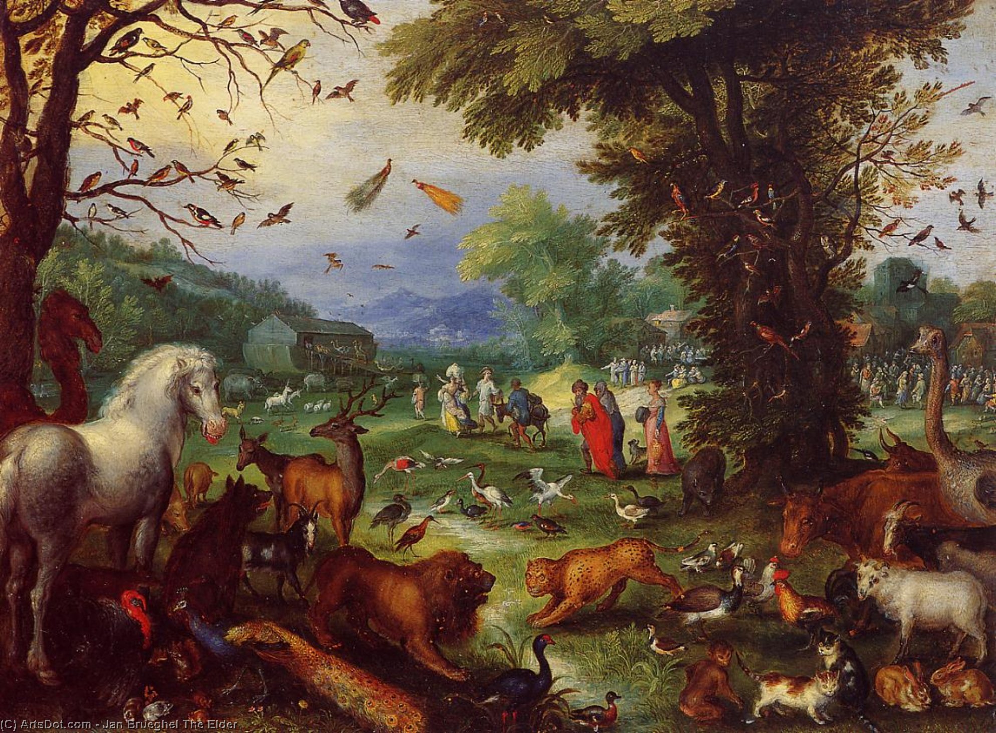 Landscape Of Paradise And The Loading Of The Animals In Noah's Ark — Jan Brueghel The Elder