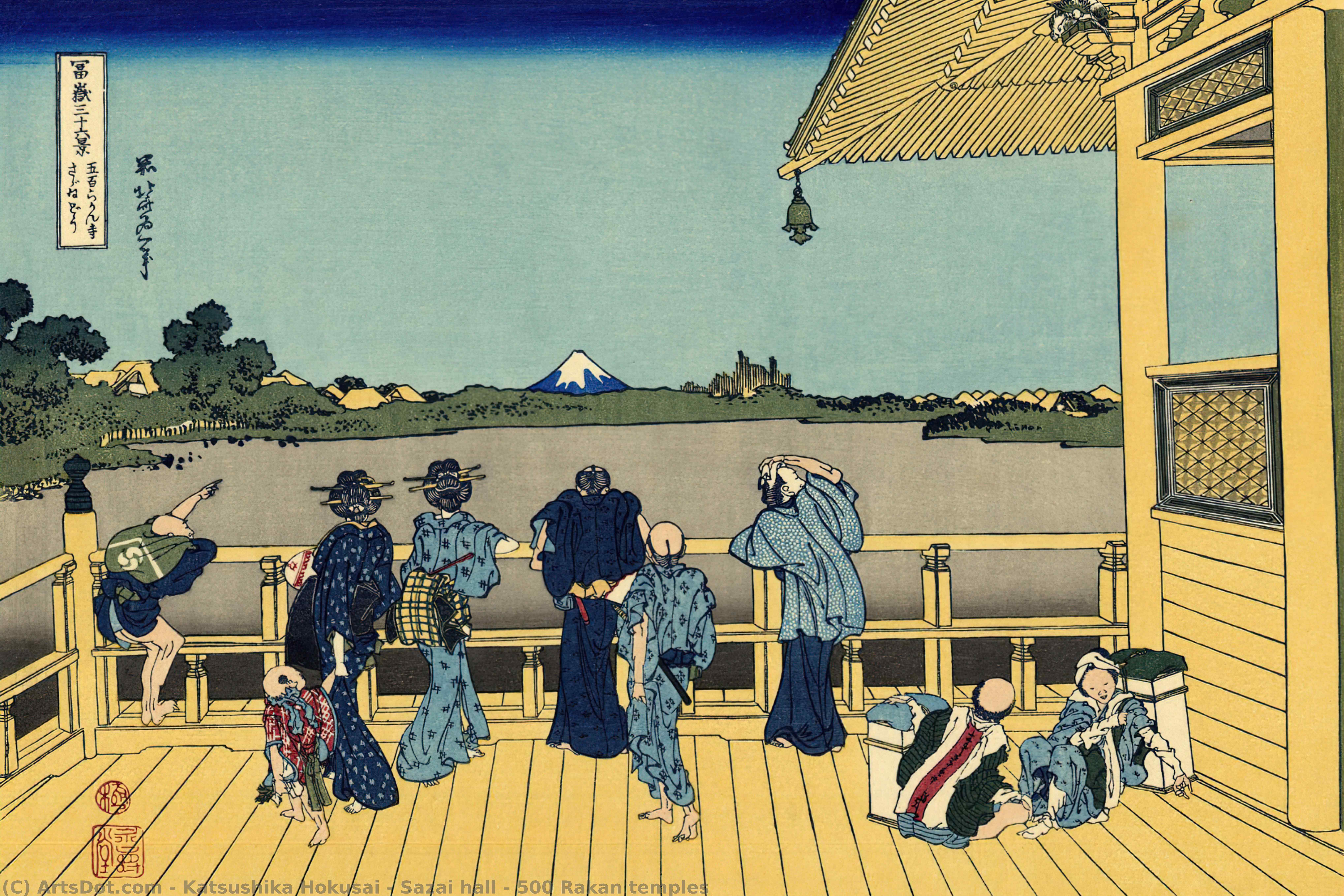 Sazai Hall - 500 Rakan Temples — Katsushika Hokusai