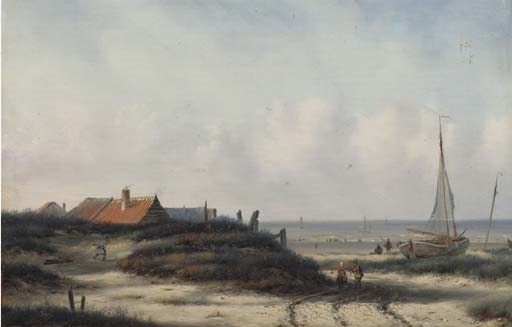 Fisherfolk By A Village On The Dutch Coast — Carl Eduard Ahrendts