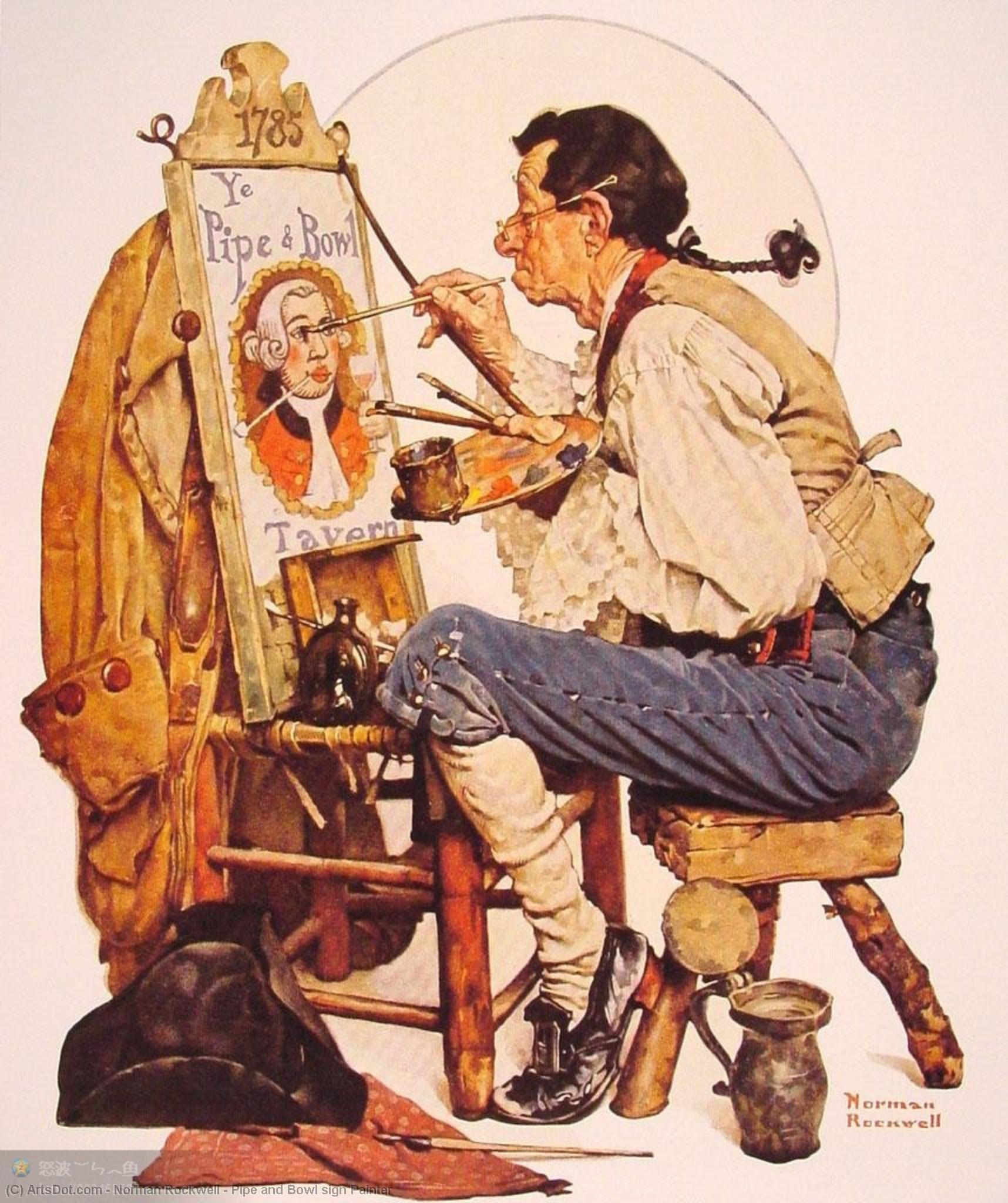 Pipe And Bowl Sign Painter — Norman Rockwell