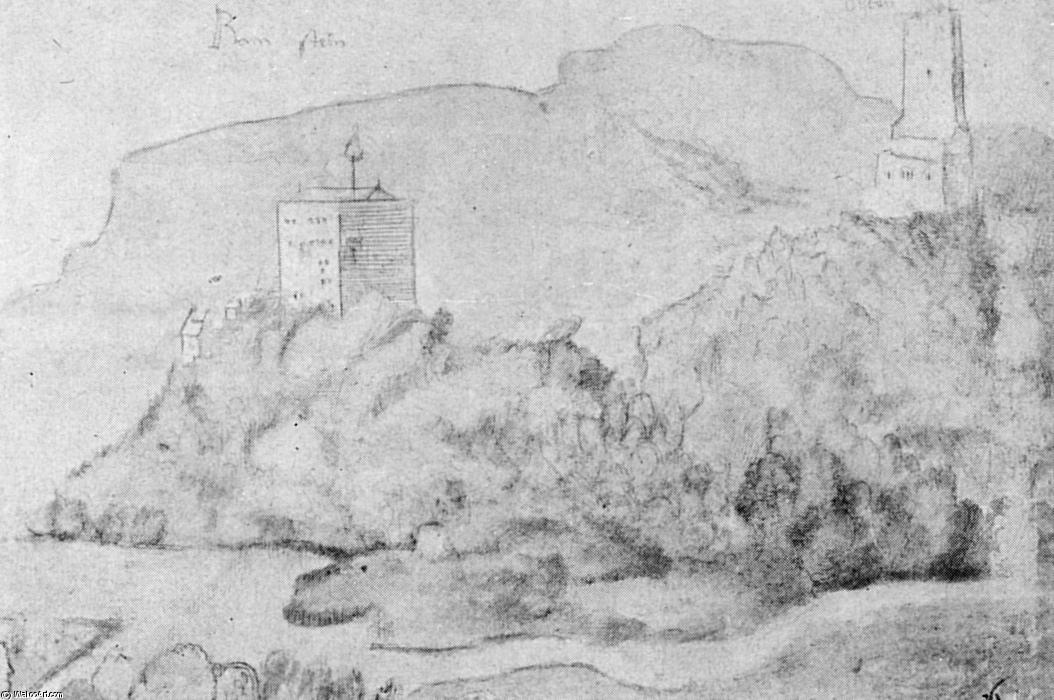 Drawing Of The Alsacien Castles Of Ortenberg (right) And Ramstein (left) — Hans Baldung