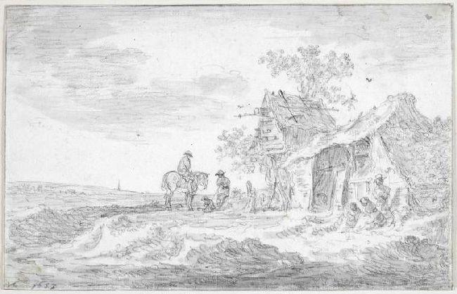 A Horseman Near A Cottage With A Dovecote — Jan Josephszoon Van Goyen