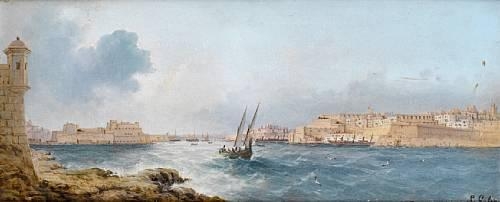 View Of Valletta And Fort Saint Angelo From The Entrance To The Grand Harbour — Luigi Maria Galea