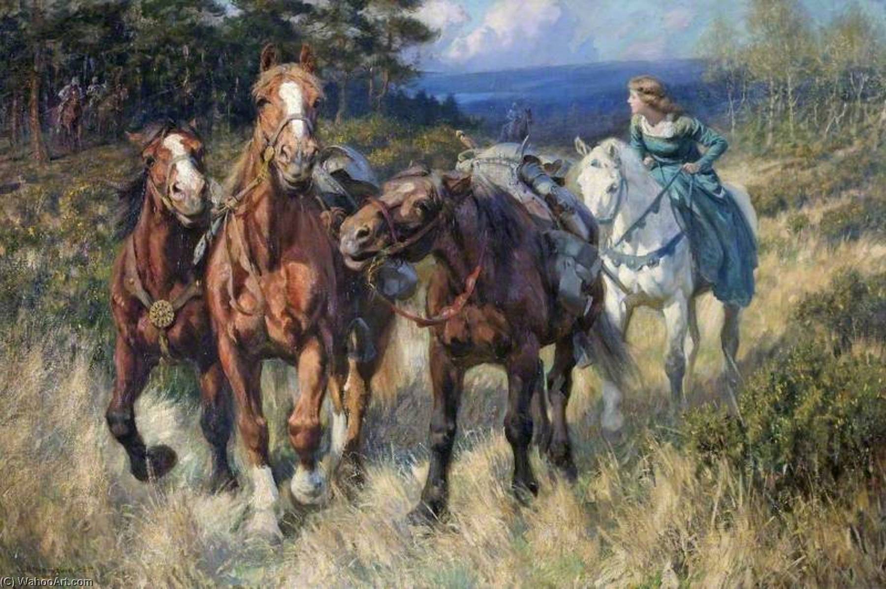 Enid Driving The Robbers' Horses — Rowland Wheelwright