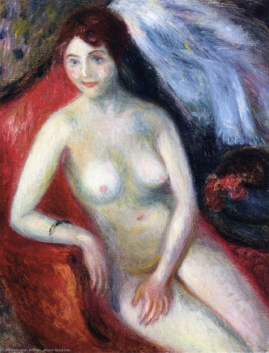 Nude On A Red Sofa — ウィリアム・ジェームズ・グラッケンス