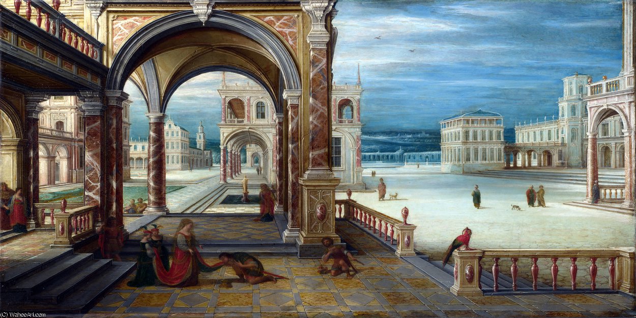 Courtyard Of A Renaissance Palace — Hendrick Van Steenwijck The Younger