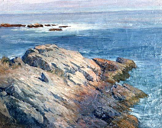 (maine Coastline From Rocky Point Looking At The Sea), (painting) — Horace G Hewes