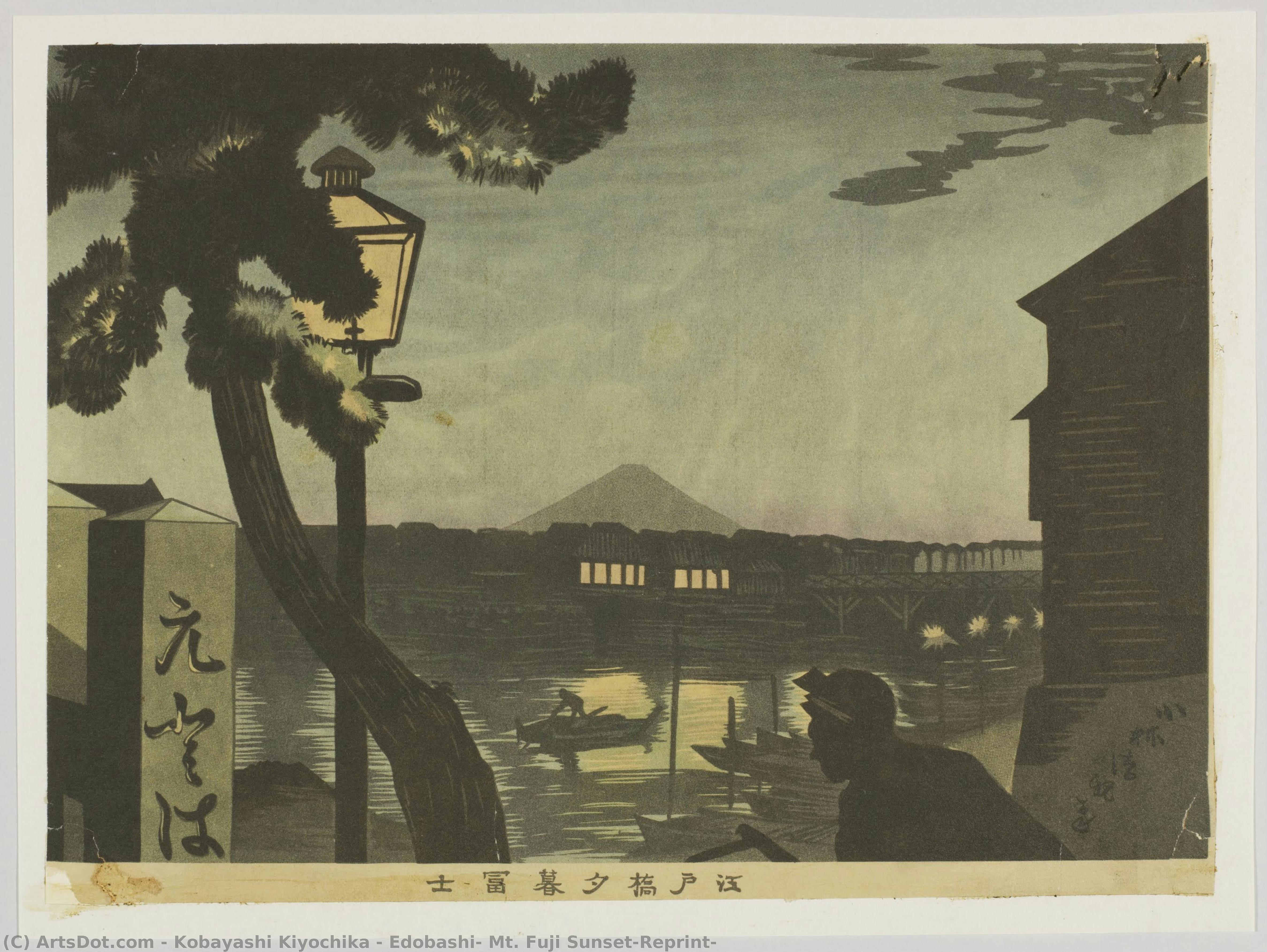 Edobashi, Mt. Fuji Sunset(reprint) — Kobayashi Kiyochika