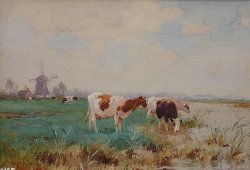 Landscape With Cows — Adrianus Johannes Groenewegen
