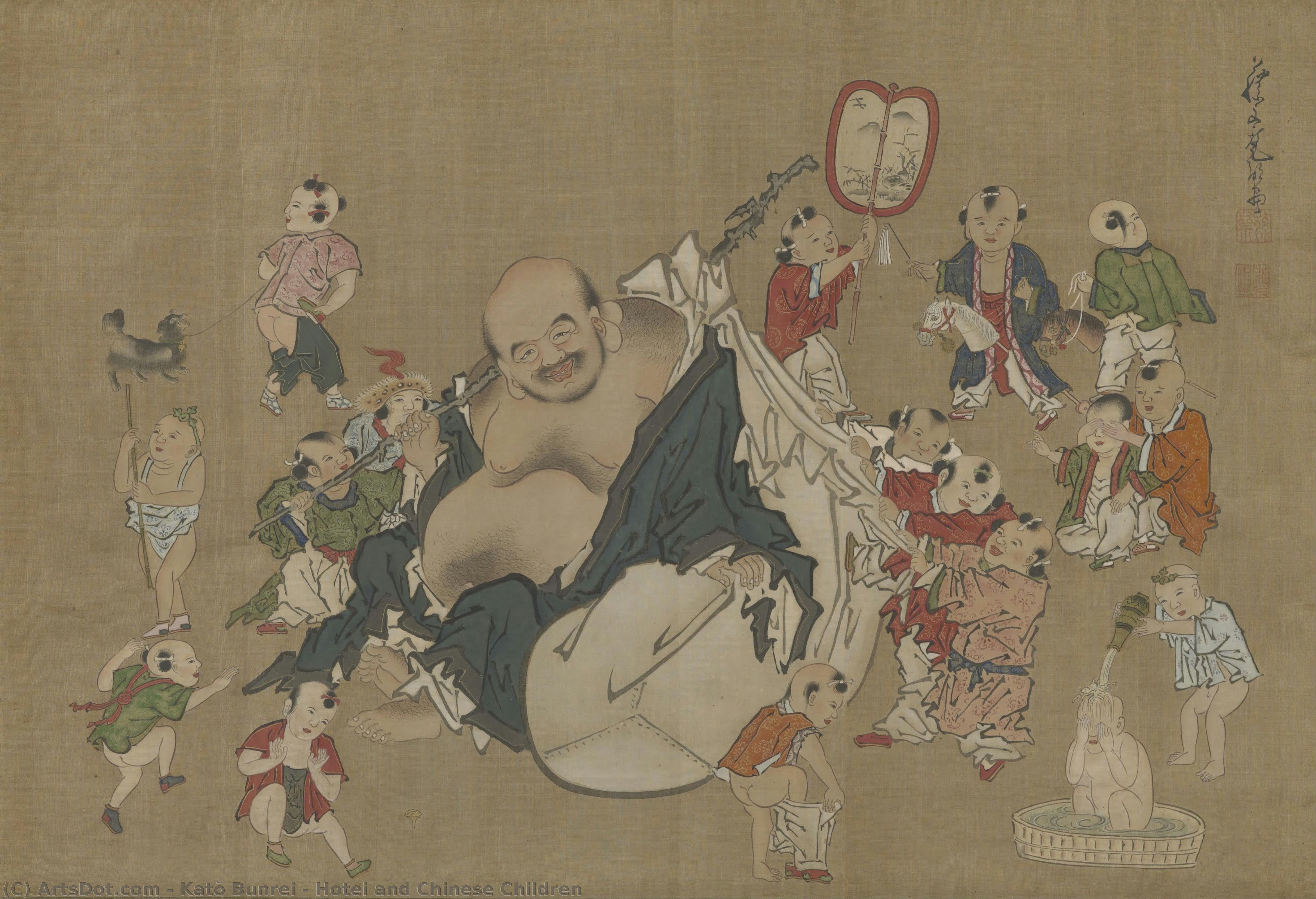 Hotei And Chinese Children — Katō Bunrei