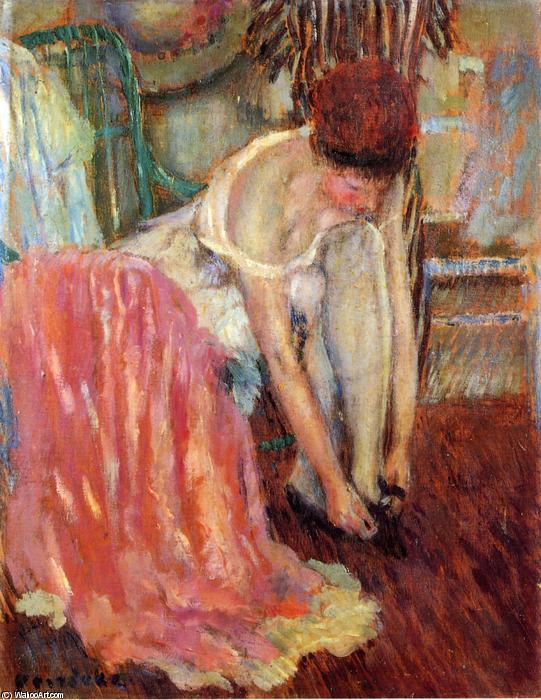 Woman Tying Her Shoe — Frederick Carl Frieseke