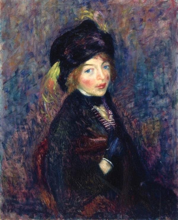 Head Of A Girl, Feather In Turban — William James Glackens