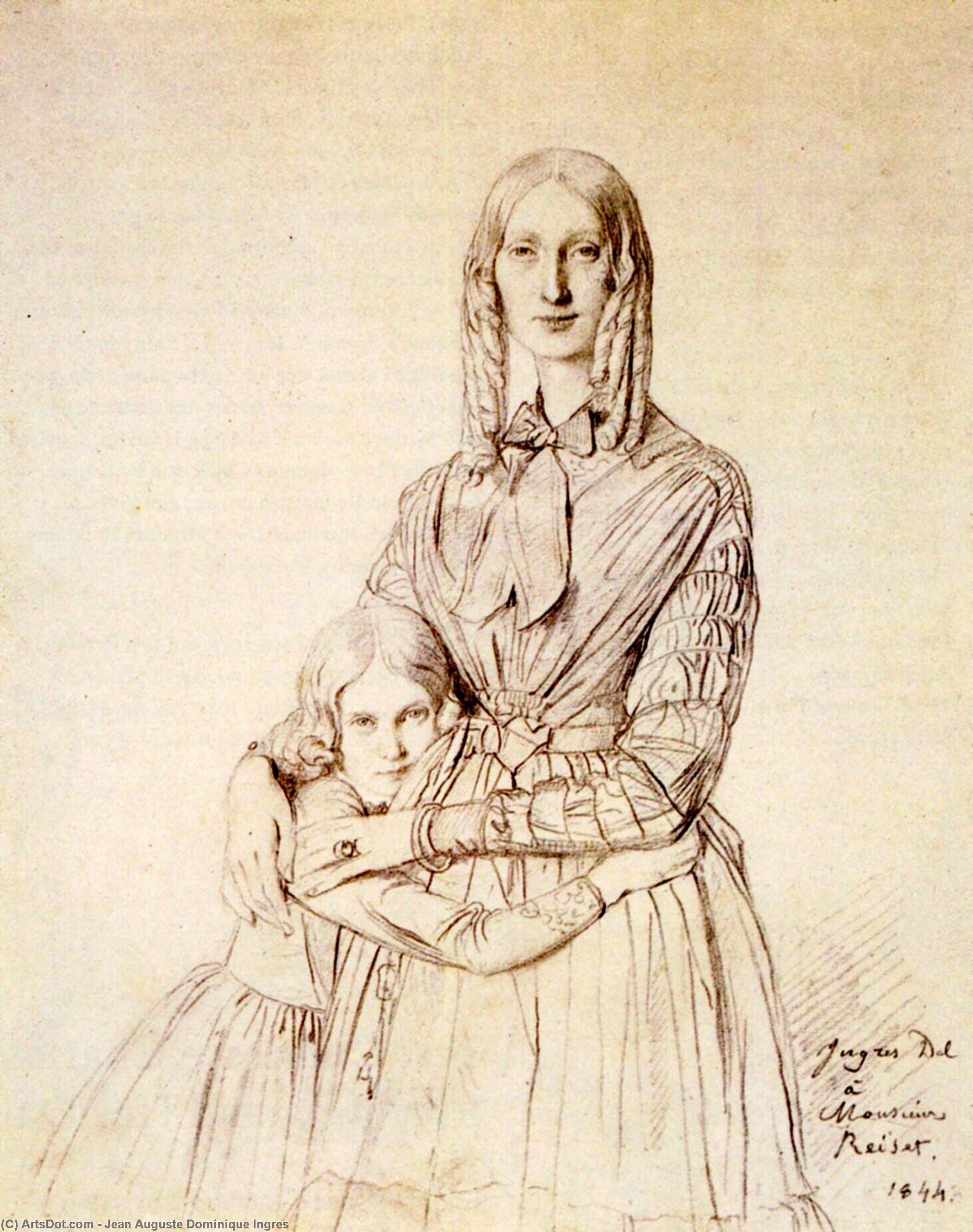 Madame Frederic Reiset Born Augustine Modeste Hortense Reiset And Her Daughter Therese — Jean-auguste-dominique Ingres