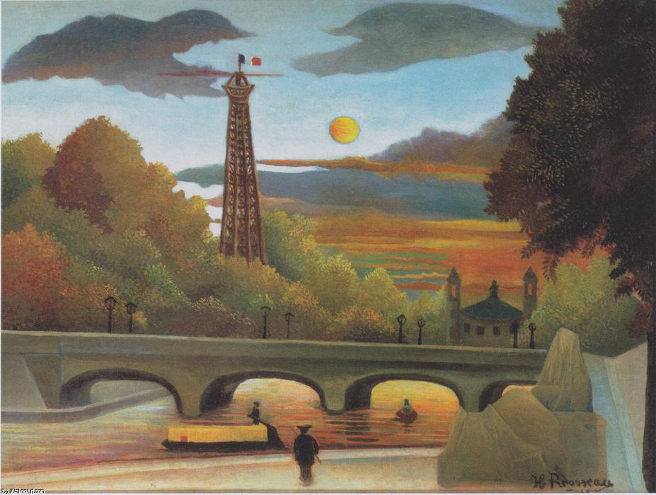 Seine And Eiffel Tower In The Sunset — Henri Julien Félix Rousseau (le Douanier)