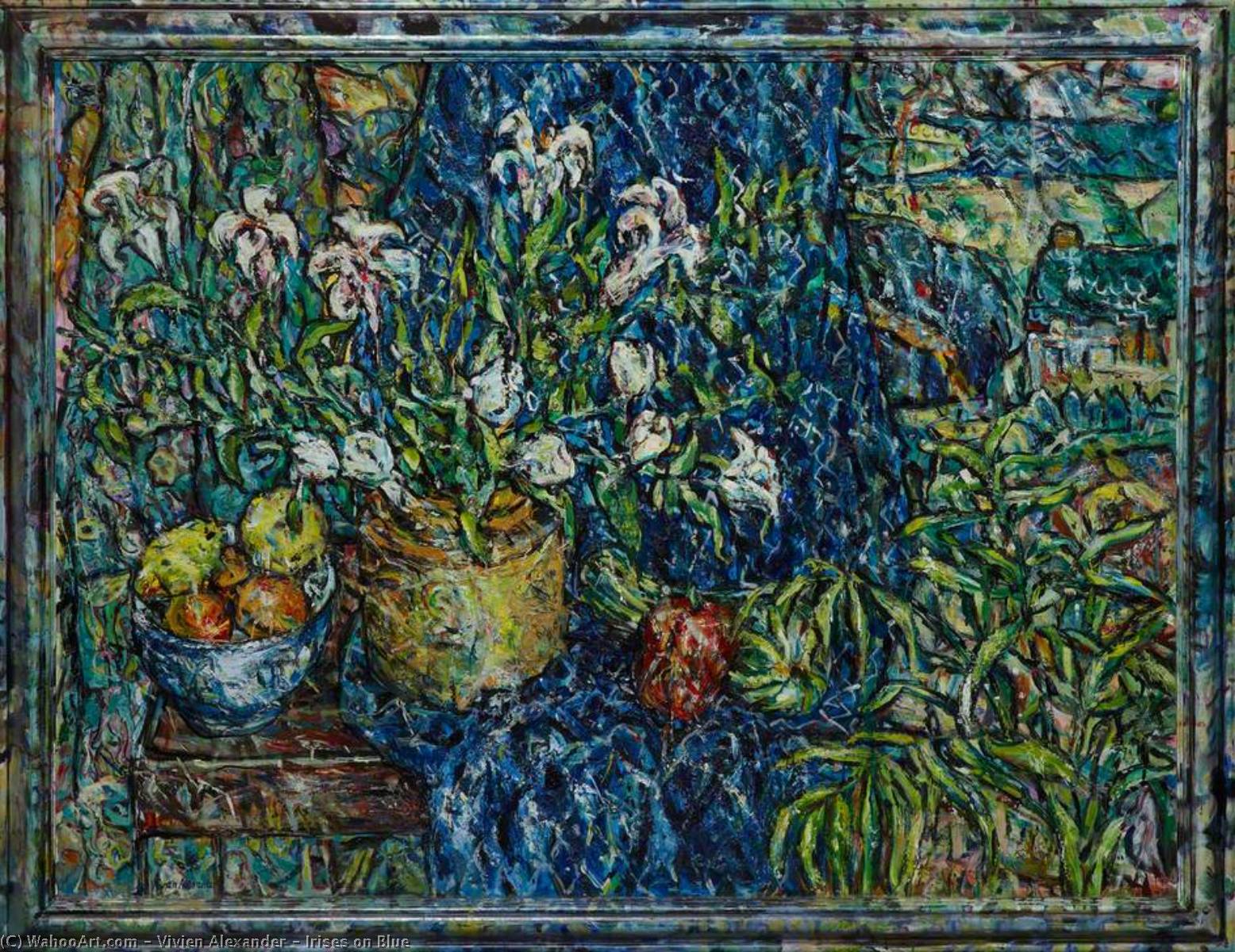 Irises On Blue — Vivien Alexander