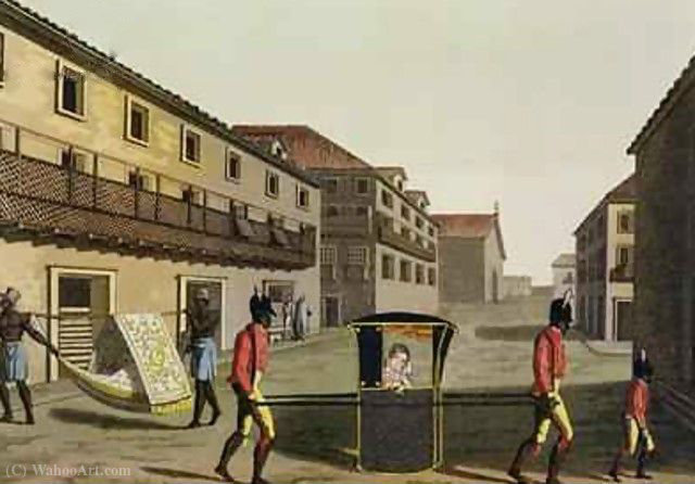 Liveried Slaves Carrying A Sedan Chair Brazil From Le Costume Ancien Et Moderne — Paolo Fumagalli