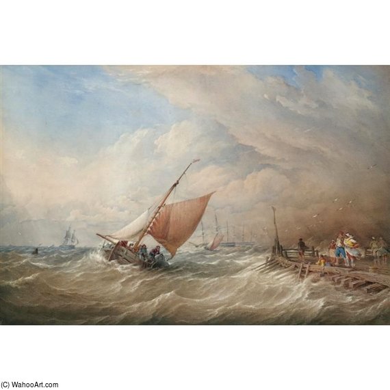 A Barge Entering Harbour — Thomas Sewell Robins