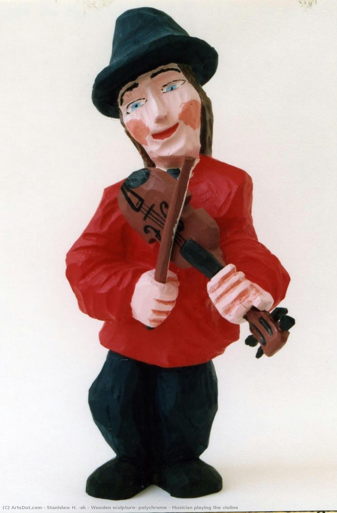 Wooden Sculpture, Polychrome - Musician Playing The Violine — Stanisław H. Żak