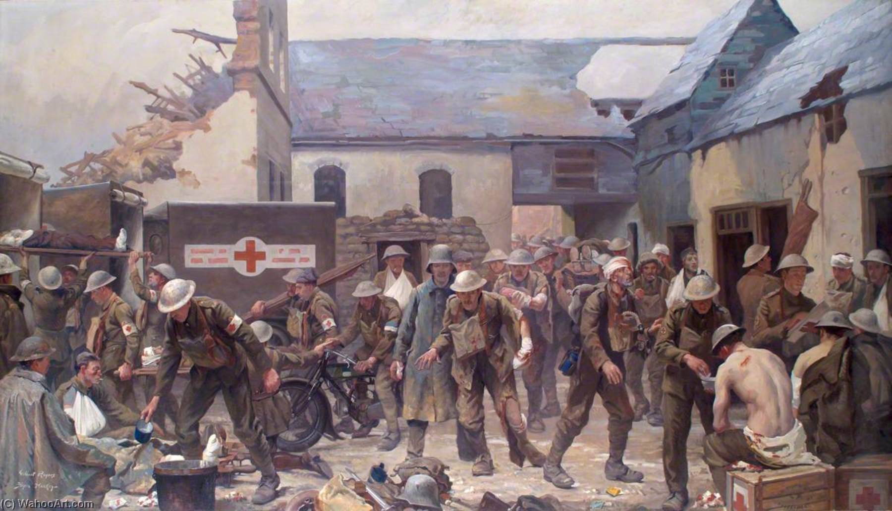 An Advanced Dressing Station, France Cars Supplied By The British Red Cross Society And Order Of St John Of Jerusalem, Assisting In The Evacuation Of The Wounded — Haydn Reynolds Mackey