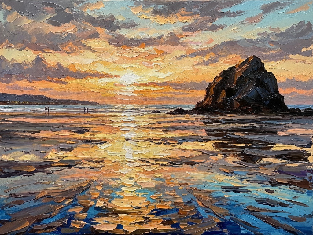 Monolithic Horizon: A Sculptural Study Of Golden Light And Craggy Coastal Shadows — Christian Noiret