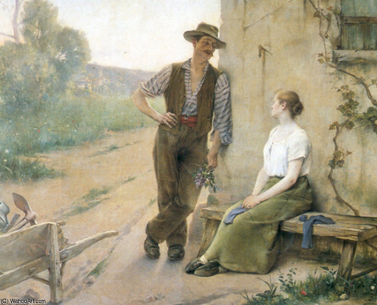 Peasant Couple In Farmyard — Adrien Henri Tanoux