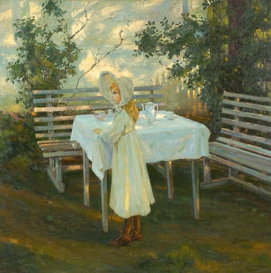 Girl At The Garden Table — Thorolf Holmboe