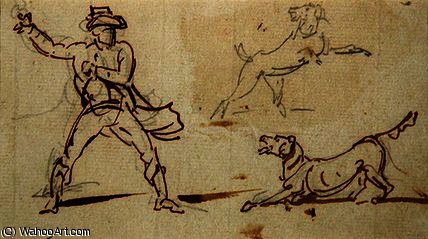 A Man Throwing A Ball To A Dog — George Chinnery