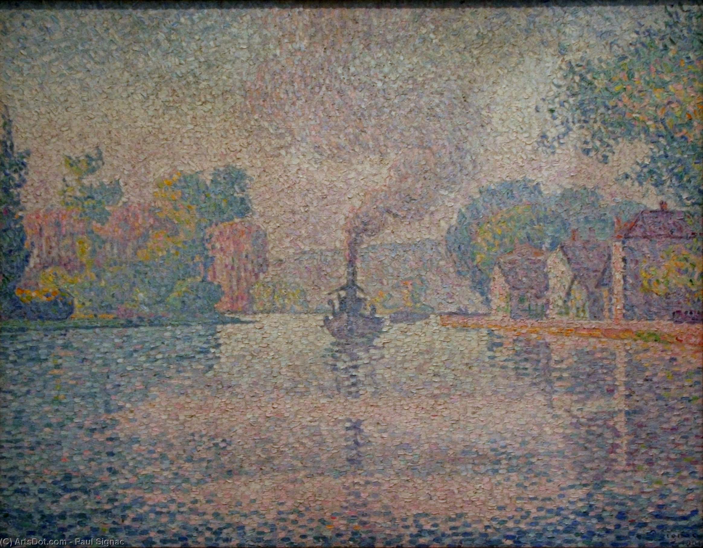 L'hirondelle Steamer On The Seine — Paul Signac