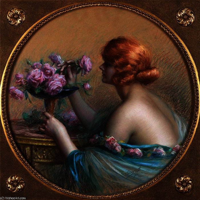 Jeune Femme Arrangeant Les Roses — Делфин Енжолра